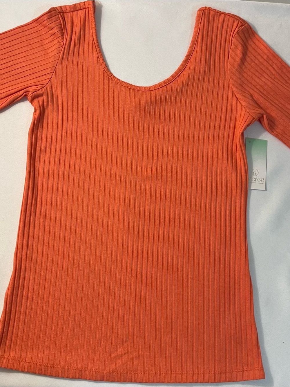 Decree Ribbed Scoop Neck Sweater - Bright Orange